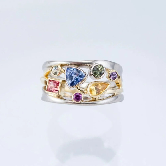 ▶Multi Color Stone 925 Silver Ring for Women, F032 (LIMITED EDITION!!)